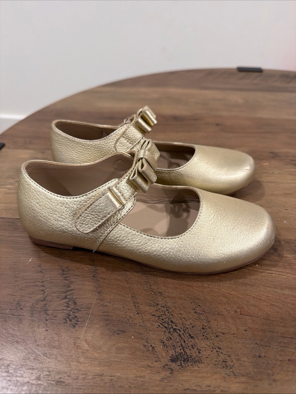 Elephantito Gold Mary Jane Flats with Bow Accent 13 EU 30